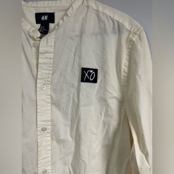 H&M x The Weekend Collaboration Long Sleeved Cream Button Down Shirt Size Medium - Picture 2 of 5